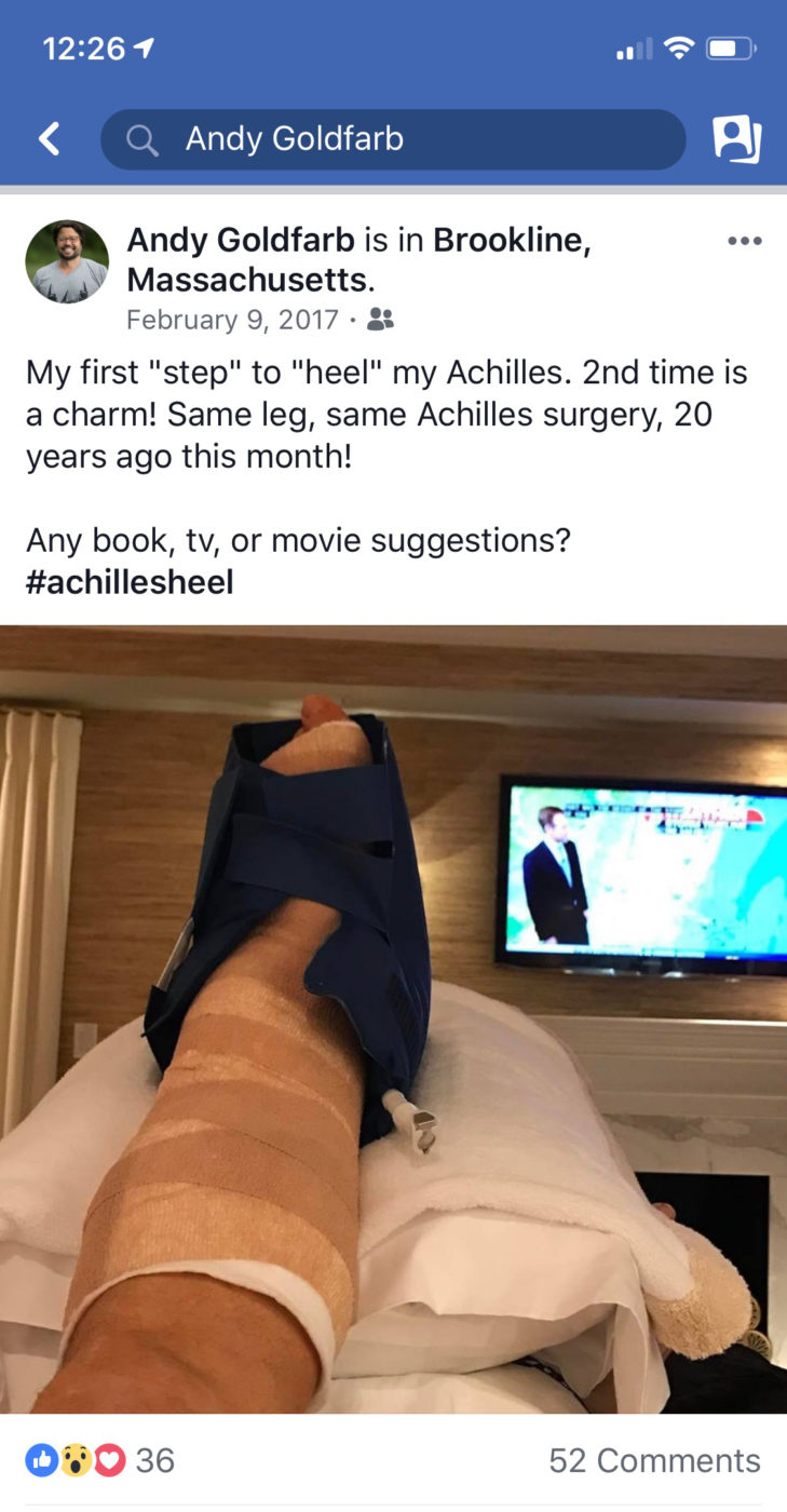 Andy Facebook post Surgery