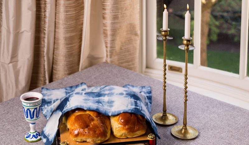 Shabbat Candles, Challah, Wine