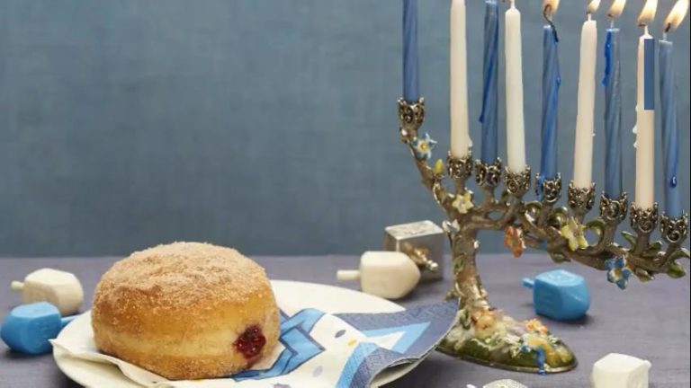 Menorah with Donut