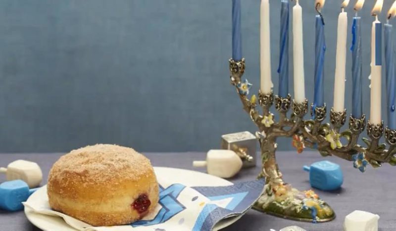 Menorah with Donut