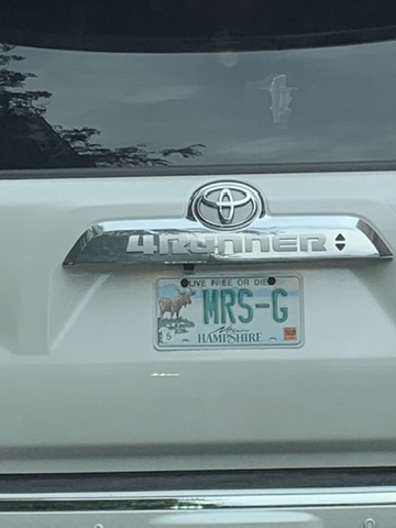 Mrs. G License plate