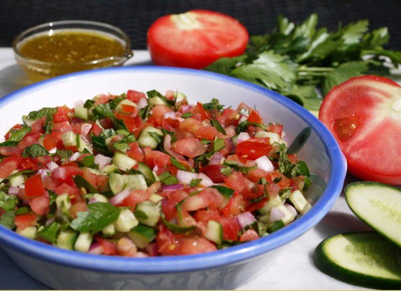 Israeli Salad with Za'atar Dressing Breaking Matzo