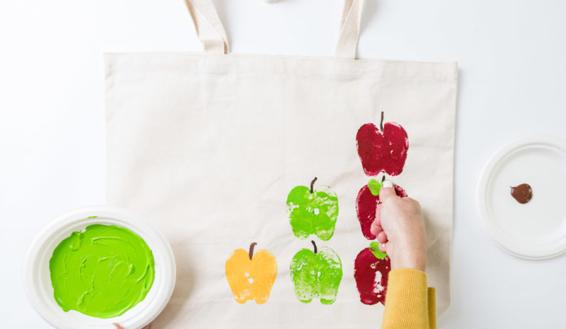 DIY Stamped Apple Bags